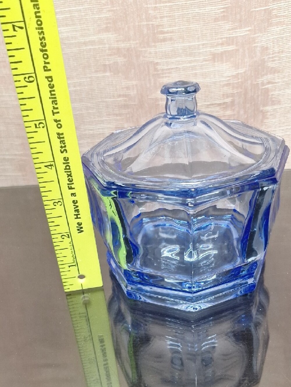 Indiana Glass Blue Octagonal Covered Candy Dish - Picture 3 of 8